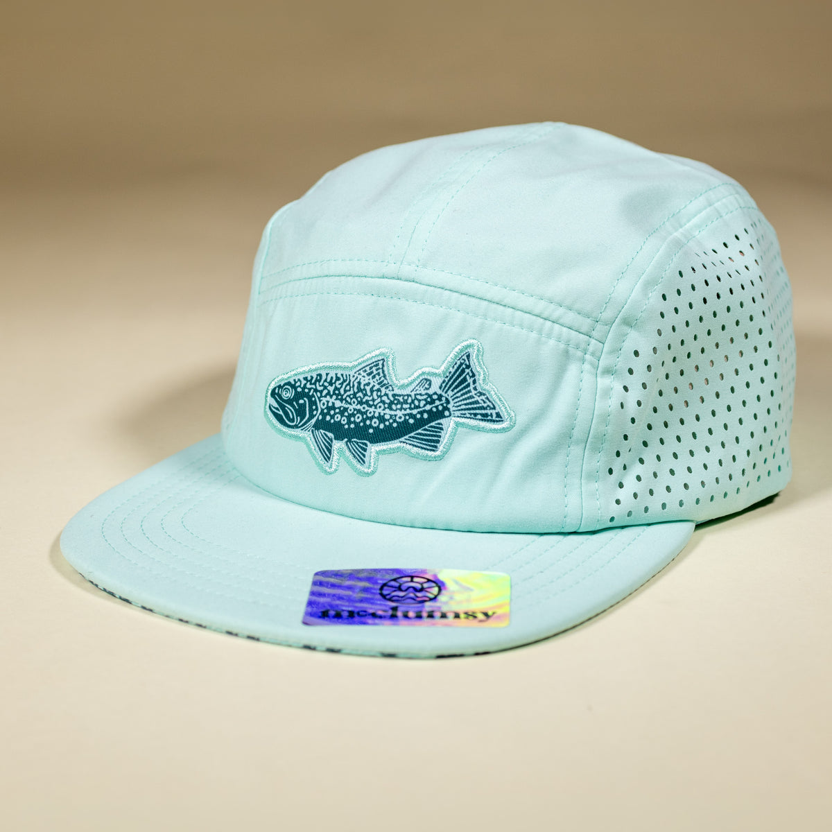 5 - Panel Brook Trout Hat - Mountain Mist & Teal