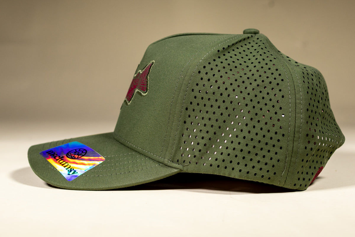 Brook Trout Trucker Woodcut Patch - Spruce Green & Plum