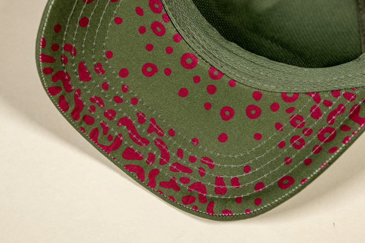 Brook Trout Trucker Woodcut Patch - Spruce Green & Plum