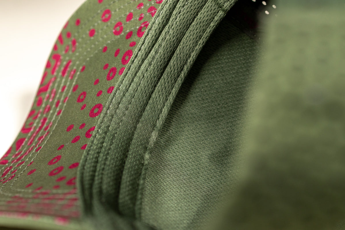 Brook Trout Trucker Woodcut Patch - Spruce Green & Plum