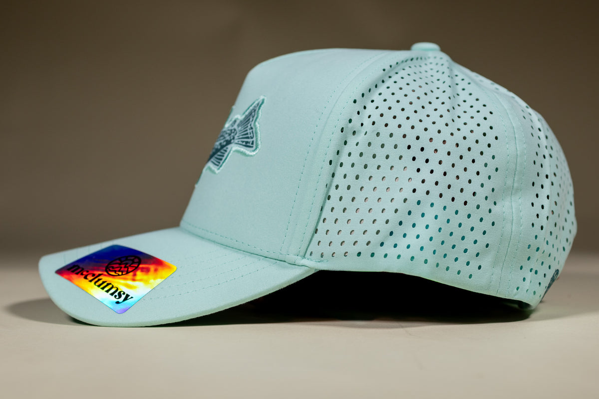 Brook Trout Trucker Woodcut Patch - Mountain Mist & Teal