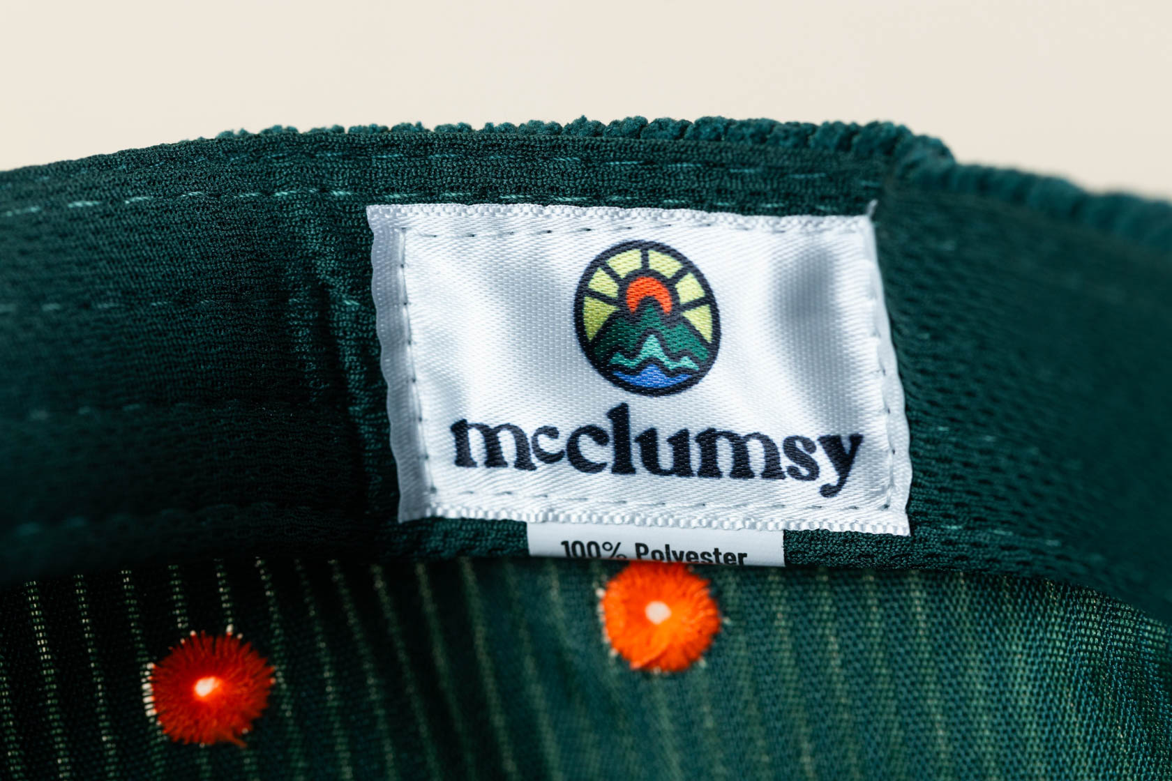 McClumsy logo on the sweatband of 5-Panel Corduroy hat