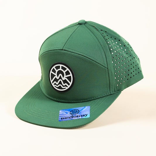 7 Panel Green Hat w/ Black & White Logo