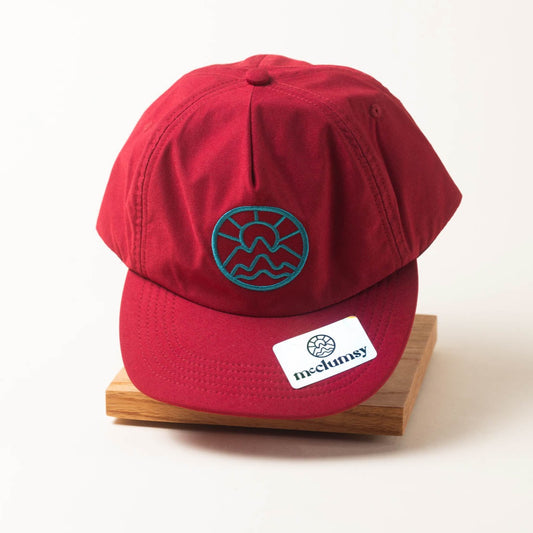 Crushable 5 Panel Unstructured Trucker – Bright Maroon & Teal
