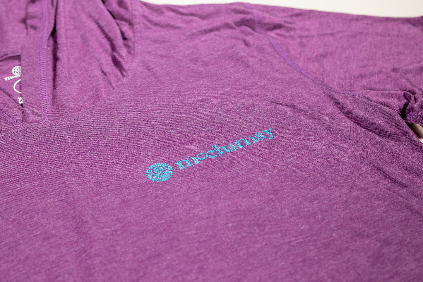 Lightweight Hoodie - McClumsy Teal Logo - Plum Heather