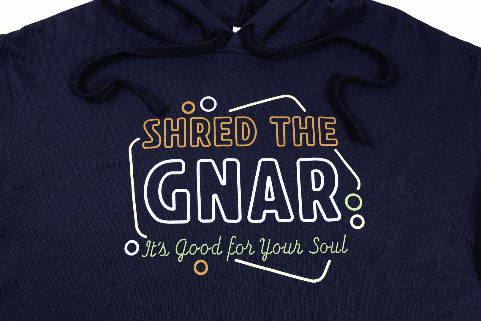 Shred The GNAR Hoodie Blue Crop Close Up Front