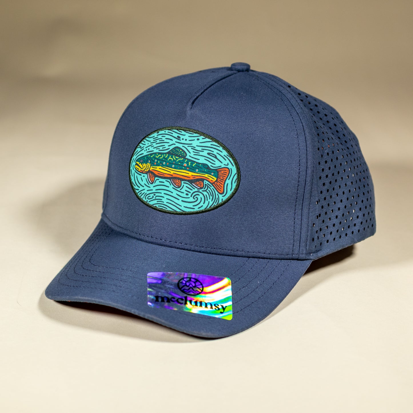 Brook Trout Trucker Woodcut Patch - Slate Blue